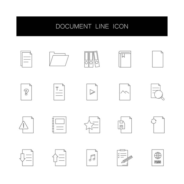 Lijn iconen set. Document pack. - Vector, afbeelding