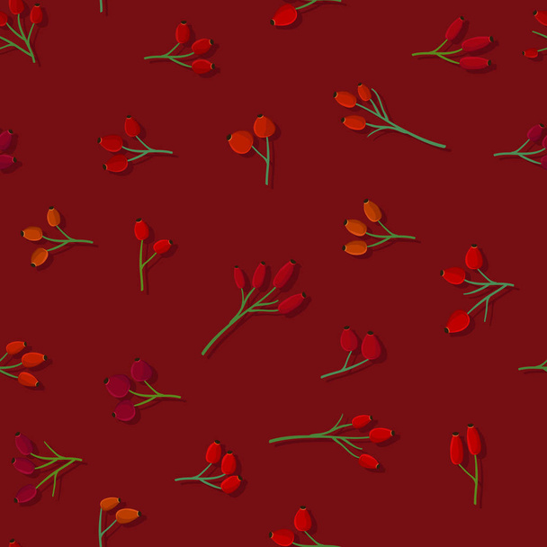 Ruusunmarjan oksat tummanpunaisella pohjalla - vektoritausta
 - Vektori, kuva