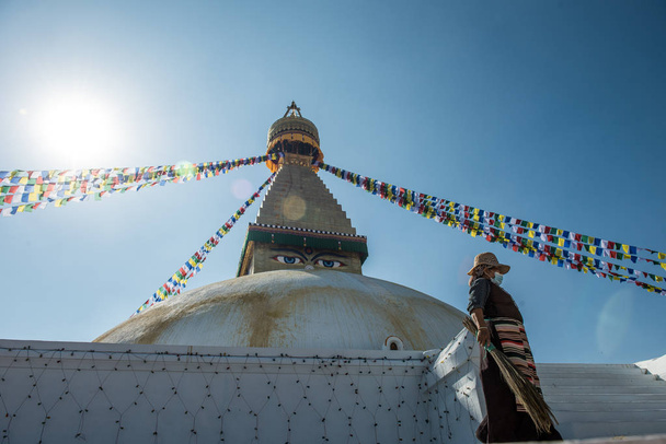 Boudhanath stupa in Kathmandu Nepal - Fotoğraf, Görsel