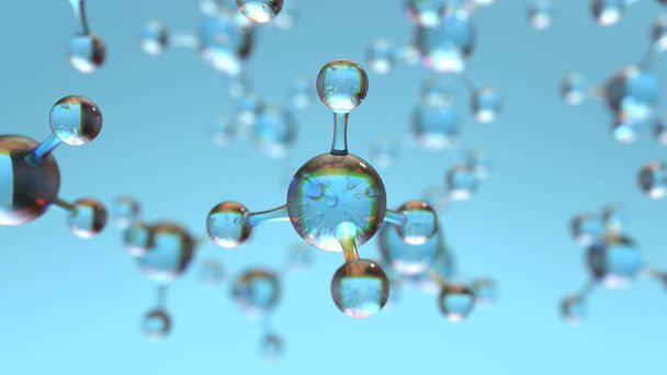 abstract transparent blue molecules - Photo, Image