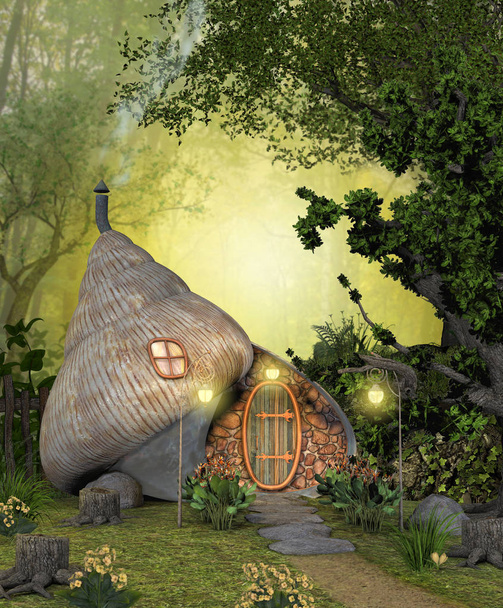 Чарівна чарівна казка будинку в глибокому лісі
 - Фото, зображення