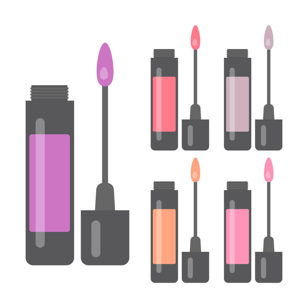 Five bright lip gloss - Vector, afbeelding