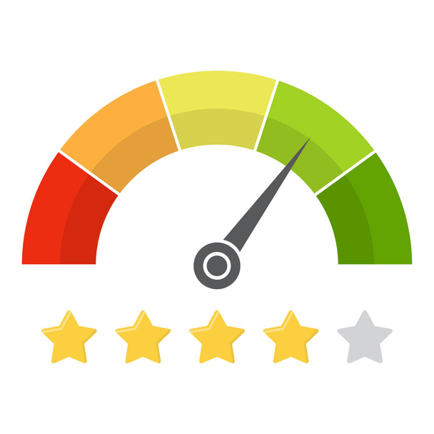 Customer satisfaction meter with star rating. Vector illustration. - Vector, Image