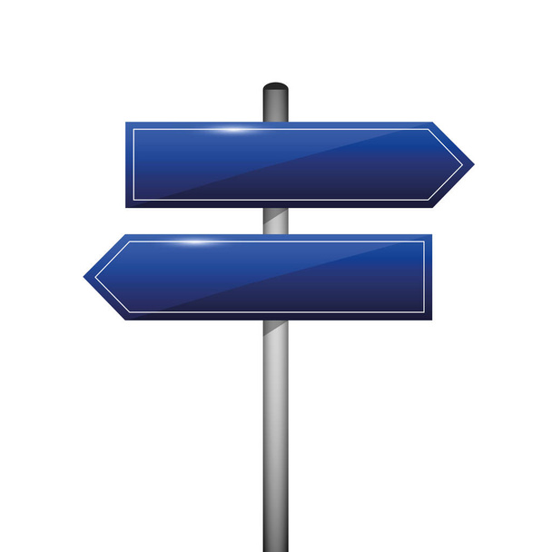 kék üres signpost bejelentkezési nyíl balra és jobbra - Vektor, kép