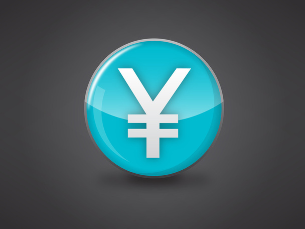 japanese yen sign blue glossy icon - Vector, Image