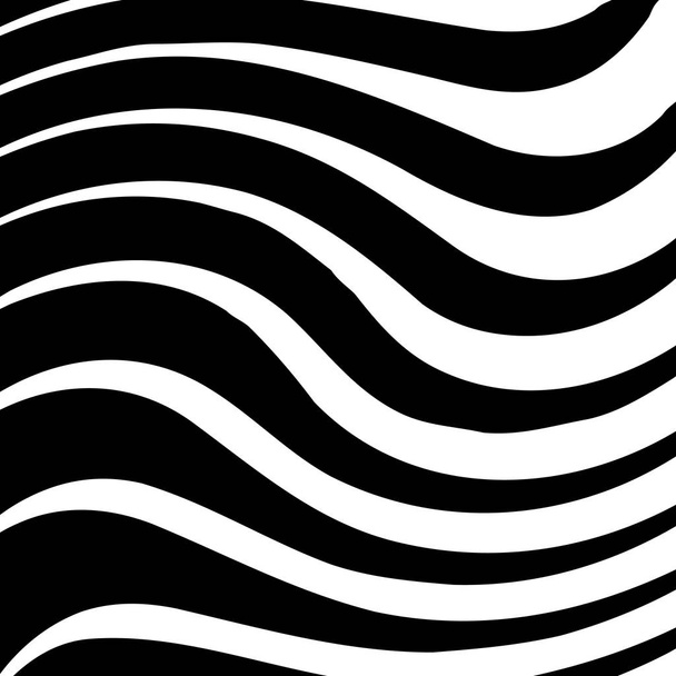 Abstract Warped Black and White Lines Background - Vector, Image