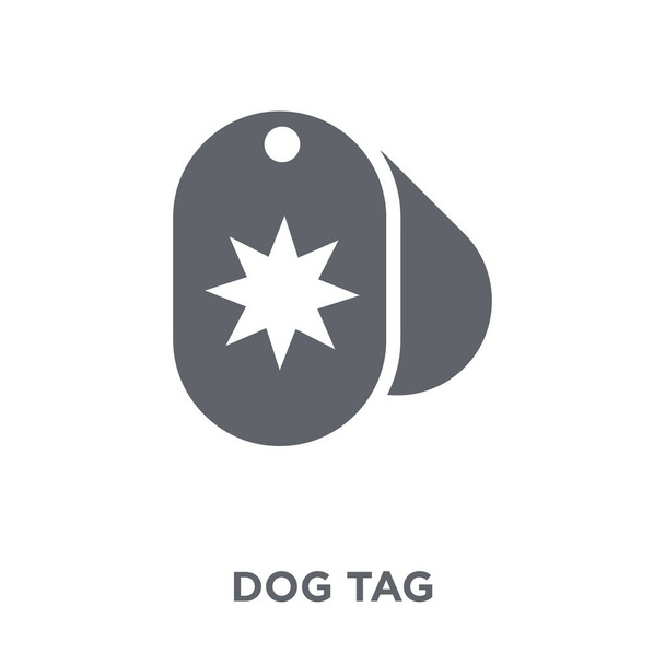 Hond labelpictogram. Het ontwerpconcept van de dog tag uit leger collectie. Eenvoudig element met de vectorillustratie op witte achtergrond. - Vector, afbeelding