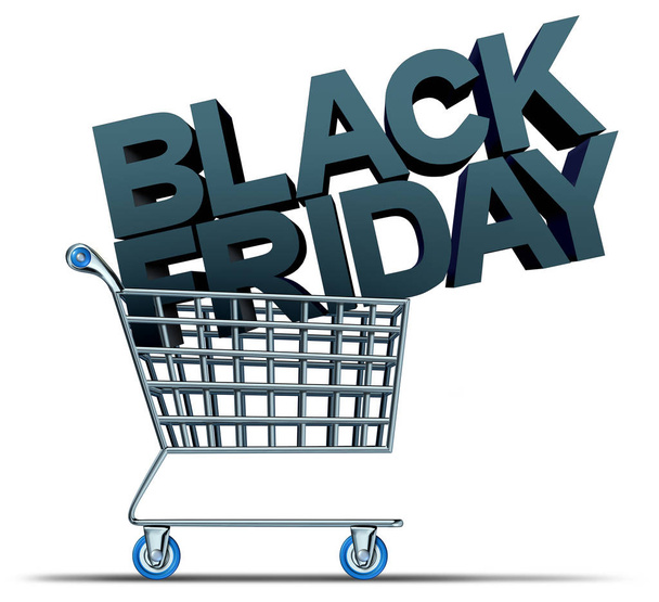 Black friday shopping and a November holiday retail sale as a seasonal promotion as a 3D illustration. - Foto, immagini