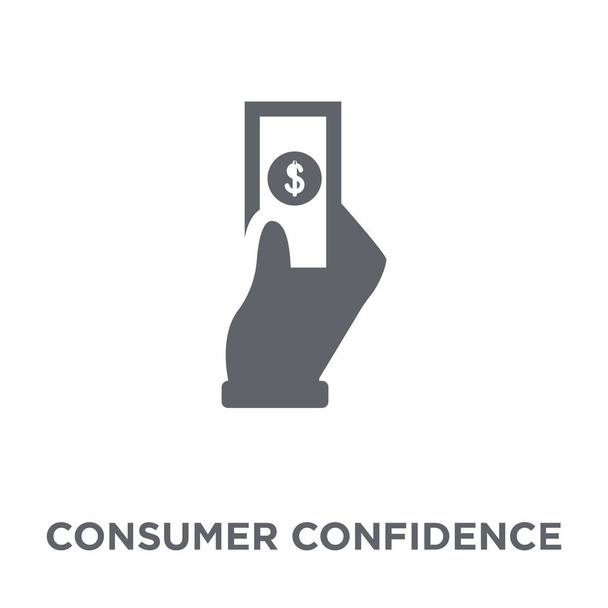 Kuluttajien luottamuksen ikoni. Kuluttajien luottamuksen suunnittelun käsite kuluttajien luottamuksen keräämisestä. Yksinkertainen elementti vektori kuva valkoisella taustalla
. - Vektori, kuva