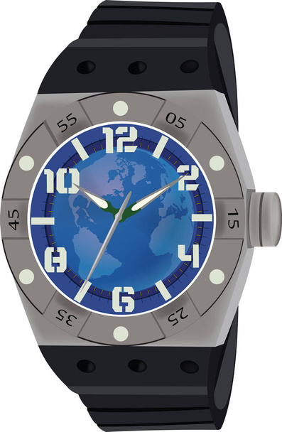 İkinci el olan spor insanlar için mavi kol saati - Vektör, Görsel