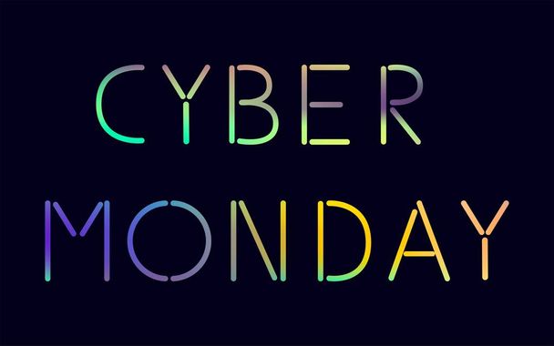 vetor colorido cyber segunda-feira texto venda / lettering contra fundo escuro. Banner / cartaz da Web
 - Vetor, Imagem