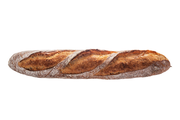 Baguette. frisch gebackenes Brot isoliert auf weißem Hintergrund. - Foto, Bild