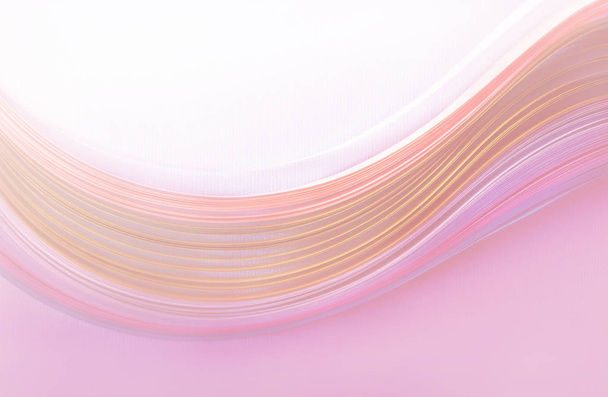 波状の幾何学的な背景、紙、ピンクのカラフルなストライプ - 写真・画像
