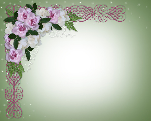 Wedding Invitation Roses and Gardenias - Photo, Image