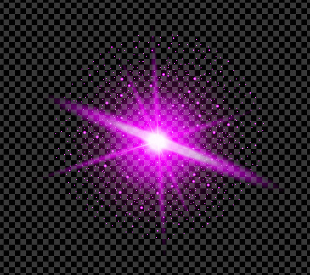 Реалистичный фиолетовый эффект блеска изолирован на прозрачном фоне. Фейерверк, взрыв, концепция огненных искр. Векторная иллюстрация
 - Вектор,изображение