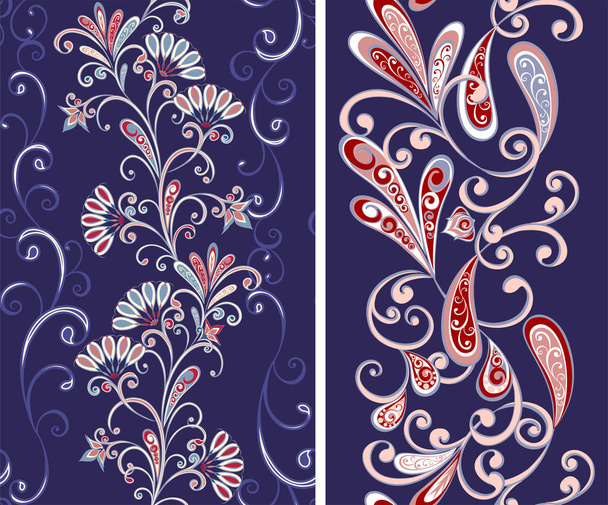 Abstraktes Vintage-Muster mit dekorativen Blüten, Blättern und Paisley-Muster im orientalischen Stil. - Vektor, Bild