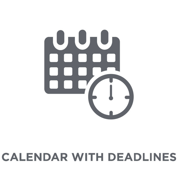Kalender mit Fristen-Symbol. Kalender mit Deadlines Designkonzept aus der Produktivitätssammlung. einfache Elementvektorabbildung auf weißem Hintergrund. - Vektor, Bild