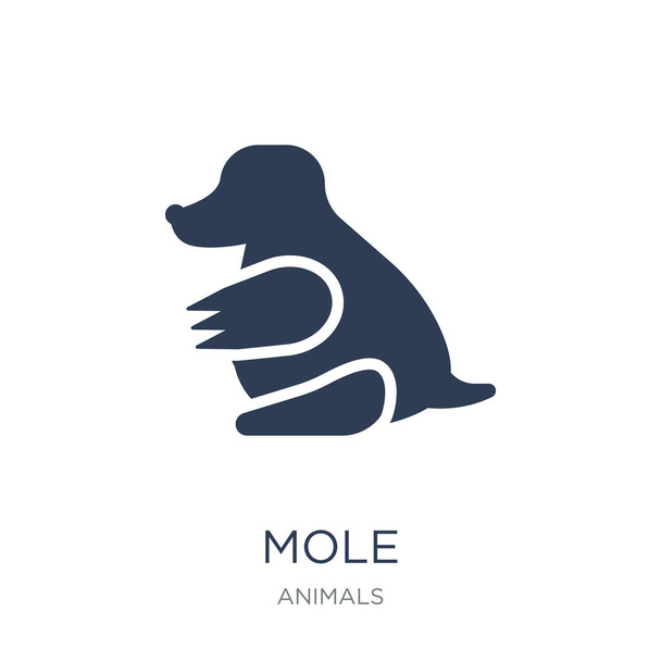 Ikona Mole. Płaskie wektor Mole ikona na białym tle z kolekcja zwierząt, ilustracja wektorowa może być użyty dla sieci web i mobile, eps10 - Wektor, obraz