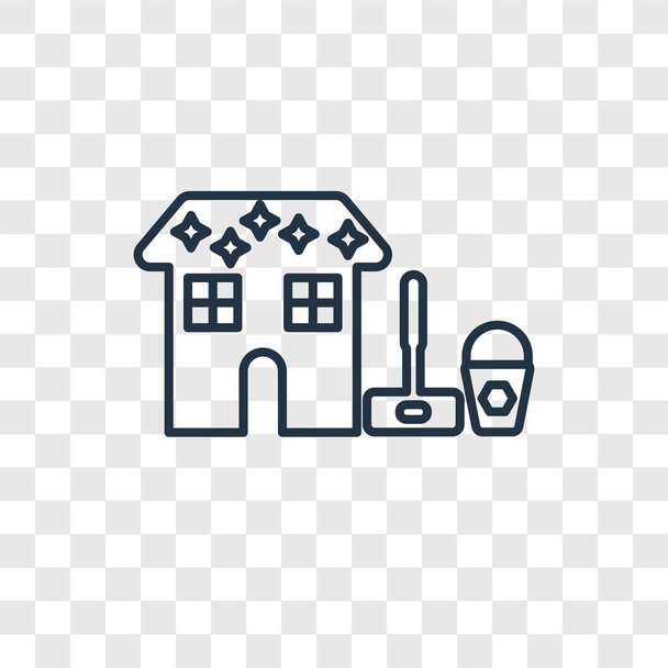 house cleanin icon in trendy design style. house cleanin icon isolated on transparent background. house cleanin vector icon simple and modern flat symbol for web site, mobile, logo, app, UI. house cleanin icon vector illustration, EPS10. - Vector, Image