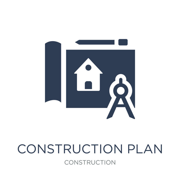 Construction plan icon. Trendy flat vector Construction plan icon on white background from Construction collection, vector illustration can be use for web and mobile, eps10 - Vector, Image