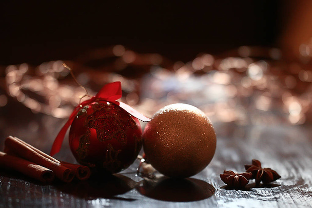 Christmas ball background. Beautiful festive decoration. Christmas and New Year - Photo, Image