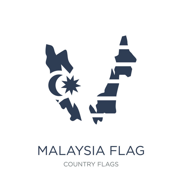 Icono de bandera de Malasia. Icono de bandera de Malasia de vector plano de moda en fondo blanco de la colección Country Flags, ilustración vectorial se puede utilizar para web y móvil, eps10
 - Vector, imagen