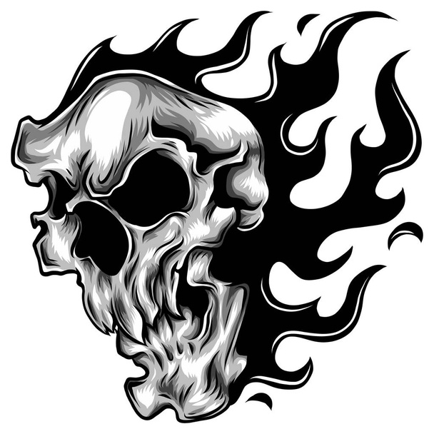 Totenkopf in Flammen Flammen Vektor Illustration - Vektor, Bild