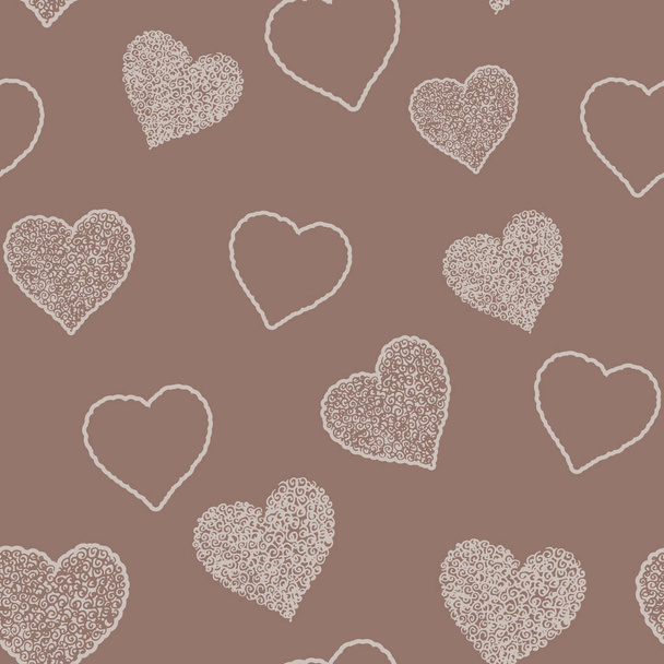 Seamless pattern with hand drawn doodle hearts - Вектор, зображення