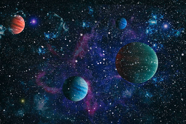 Αστέρια ενός πλανήτη και ενός γαλαξία σε έναν ελεύθερο χώρο. Στοιχεία αυτής της εικόνας που παρέχονται από τη NASA . - Φωτογραφία, εικόνα