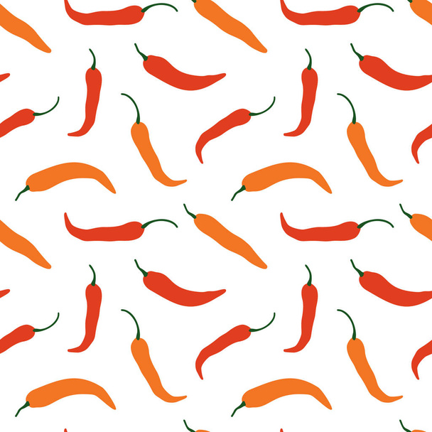 Vector chili, cayenne hot pepper background. Mexican exotic spicy seamless pattern. Hand drawing food illustration, wrap, fabric, textile - Διάνυσμα, εικόνα