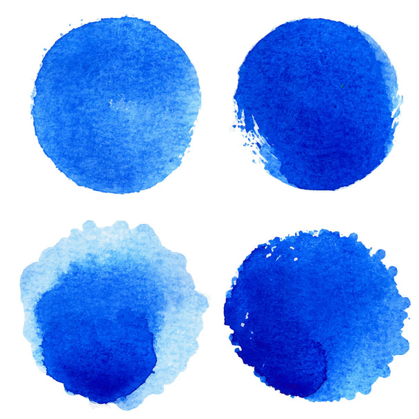 Vector de etiquetas de acuarela azul natural y formas sobre fondo blanco. Set de manchas pintadas dibujadas a mano
.  - Vector, imagen