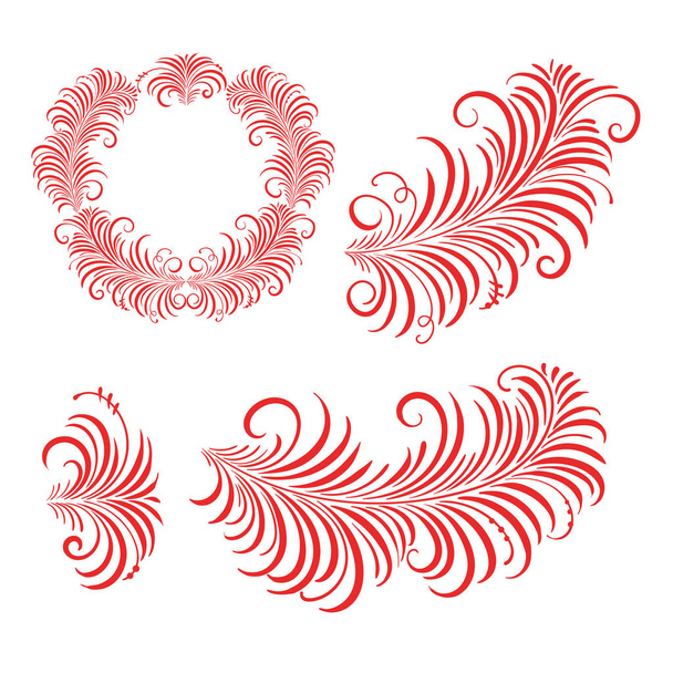 Vector floral wreath, branch in Russian Khokhloma style - Vektor, obrázek