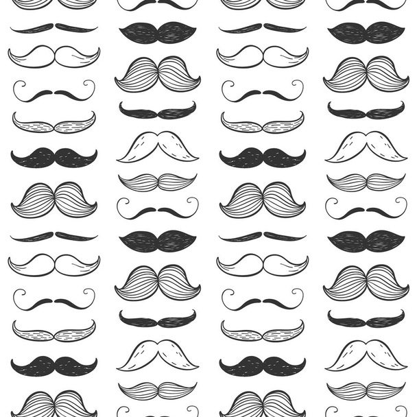 Happy Father's Day fashion seamless pattern. Vector mustache background. - Vector, Image