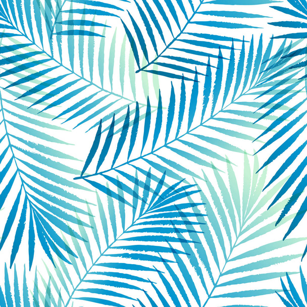 Summer gradient tropical palm tree leaves seamless pattern. Vector grunge design for cards, wallpapers, backgrounds and natural product. - Вектор, зображення