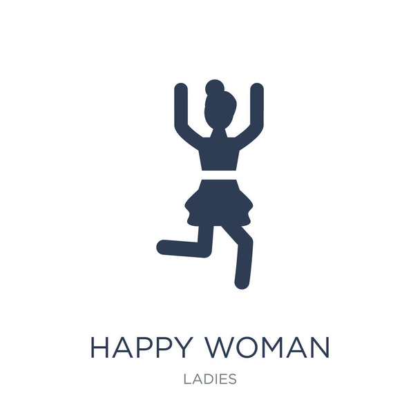 Onnellinen nainen ikoni. Trendikäs tasainen vektori Happy Woman kuvake valkoisella taustalla Ladies kokoelma, vektori kuva voidaan käyttää web-ja mobiili, eps10
 - Vektori, kuva