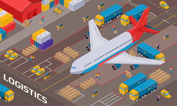 Logistic Delivery Isometric Illustration - Vector, Image