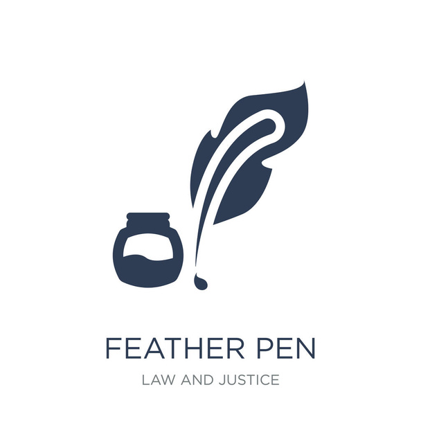 Feather pen icon. Trendy flat vector Feather pen icon on white background from law and justice collection, vector illustration can be use for web and mobile, eps10 - Vector, Image