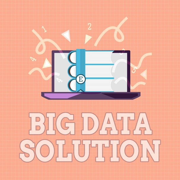 Text sign showing Big Data Solution. Conceptual photo Extracting value from huge volumes of a variety of facts - Photo, Image