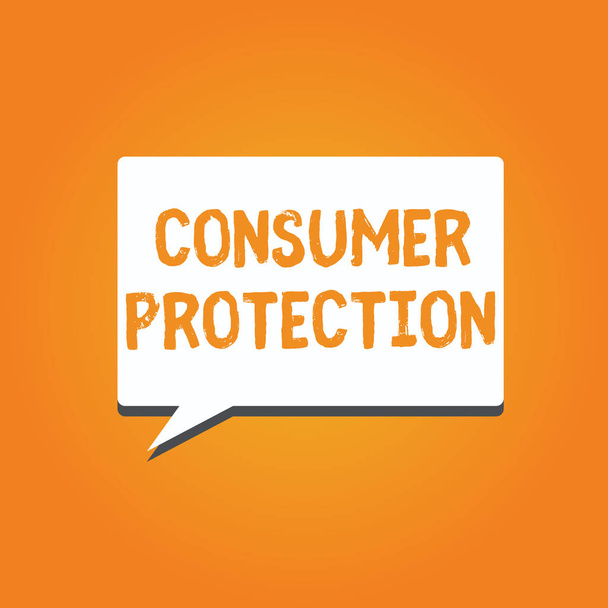 テキストを書く消費者保護。消費者の権利保護を確保するための公正取引法のビジネスコンセプト. - 写真・画像