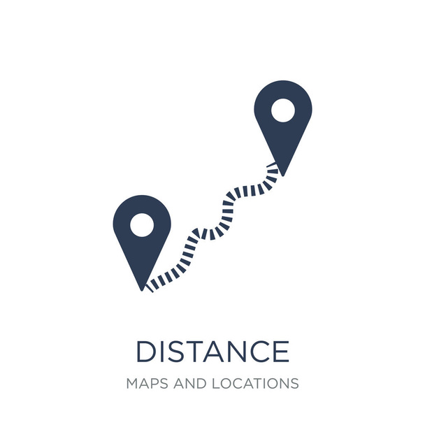 Afstand pictogram. Het pictogram van de afstand van de trendy platte vector op witte achtergrond uit Maps en locaties collectie, vectorillustratie kan worden gebruikt voor web en mobiel, eps10 - Vector, afbeelding