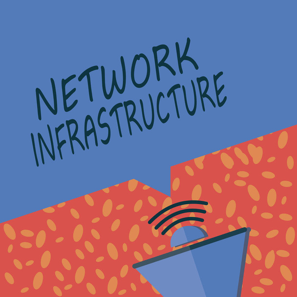 Zapisuje se poznámka zobrazující síťovou infrastrukturu. Obchodní fotografie zobrazující hardwarové a softwarové zdroje - Fotografie, Obrázek