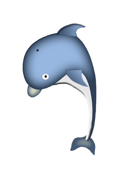 cartoon illustration of a dolphin on a white background - Фото, зображення