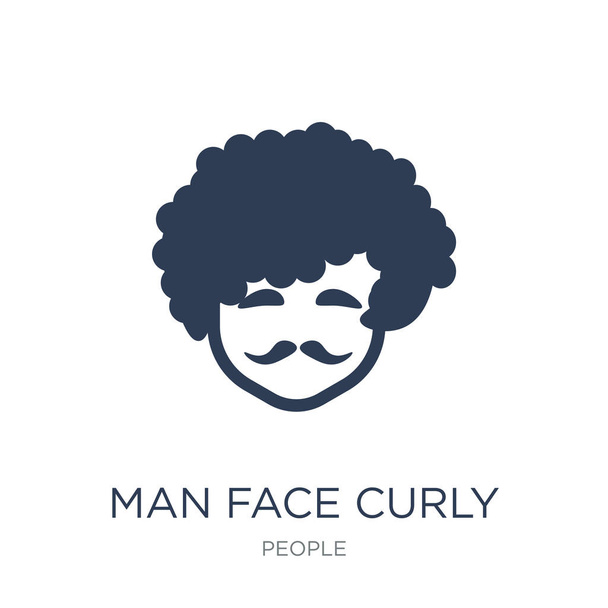 Man face curly hair and moustache icon. Trendy flat vector Man face curly hair and moustache icon on white background from People collection, vector illustration can be use for web and mobile, eps10 - Vector, Image