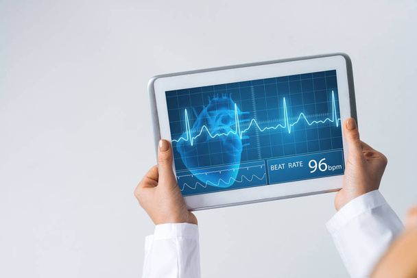 Tablet pc device with medicine interface screen in hands of doctor - Foto, immagini