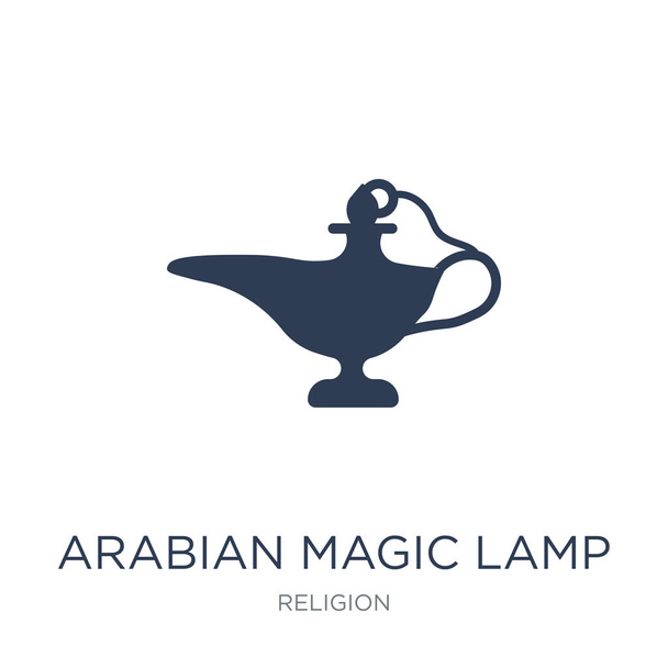 Arap sihirli lamba simgesi. Trendy düz vektör Arap sihirli lamba simge vektör çizim din koleksiyonundan beyaz arka plan üzerinde kullanım için web ve mobil, eps10 olabilir - Vektör, Görsel