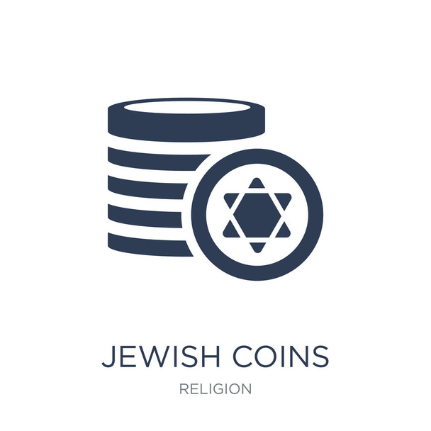 Єврейських монет значок. Модний вектор плоскої єврейських монет значок на білому тлі від релігія зібрання, Векторні ілюстрації можна використовувати для веб- і мобільних, eps10 - Вектор, зображення