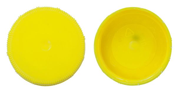 Tampa de plástico amarelo isolado
 - Foto, Imagem