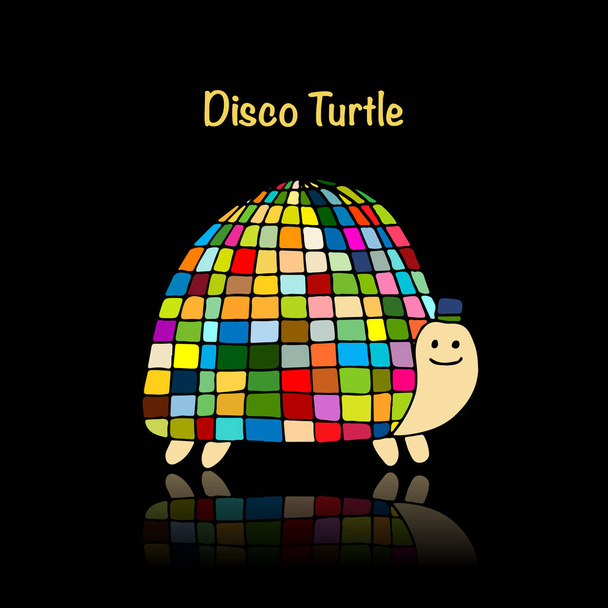 Funny disco turtle, sketch for your design - Vecteur, image
