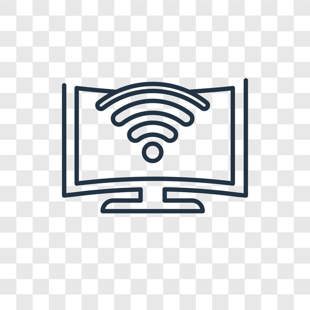 TV WiFi concepto vector lineal icono aislado sobre fondo transparente, concepto de transparencia Tv Wifi en estilo de contorno - Vector, Imagen