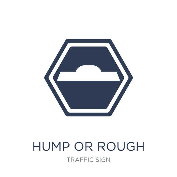 hump or rough sign icon. Trendy flat vector hump or rough sign icon on white background from traffic sign collection, vector illustration can be use for web and mobile, eps10 - Vector, Image